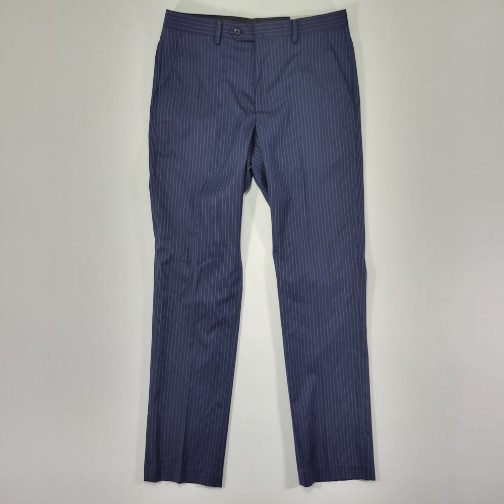 Alfani Men's Dress Pant Trousers ALFATECH Travel Ready Navy Striped 32 x 32 NEW